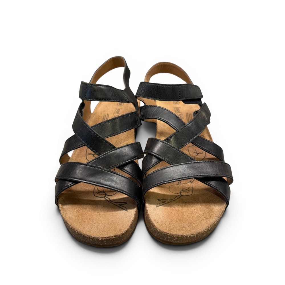 Joseph Seibel Black Strappy Tonga Leather Summer Sandals Size 39 (US 8-8.5)